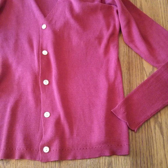 Red J Crew 100% Silk Twinset Size M Old Money Classic Preppy Academia Librarian - Picture 4 of 16